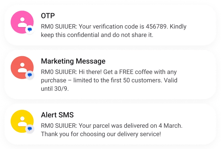 Malaysian SMS API samples: OTPs, SMS broadcasts, and marketing texts through MoceanAPI