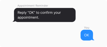 Example of two-way SMS conversation showing appointment confirmation, powered by Mocean SMS Messaging Campaigns in Malaysia.